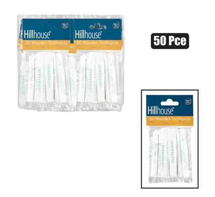Toothpicks wdn 50pc wrap mint hillhouse