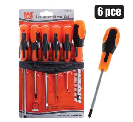 Screwdriver-set 6pce rubber-grip+stand
