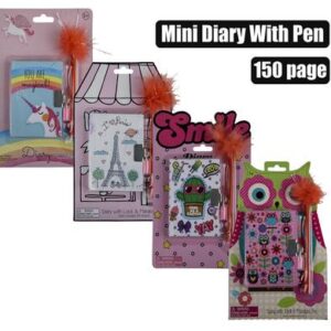 Novelty girl diary w/lock & pen 150pg
