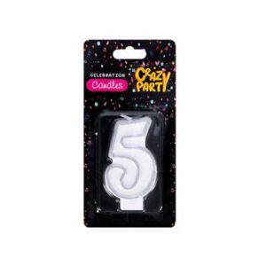 Candle birthday single number-5 silver