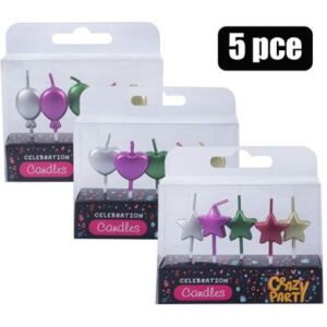Candle birthday shapes 5pc asstd