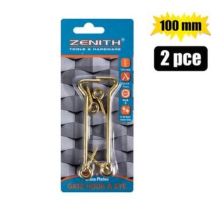 Gate-hook+eye brassed 100mm 2pce zenith