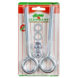 Eye-bolt+nut galv 150 x10.0mm 2pce