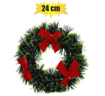 Xmas wreath tinsel 24cm