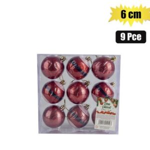 Xmas tree decor balls santa 9pc 6cm