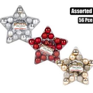 Xmas tree decor ball 56pc, 3/5cm colours