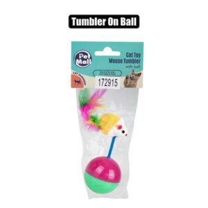 Pet cat toy mouse tumbler on ball