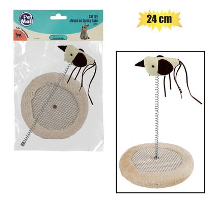 Pet cat toy mouse on springs base 24cm