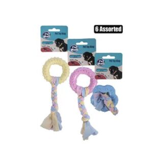 Pet toy puppy ring w/cotton asstd