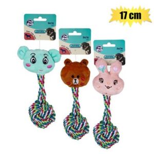 Pet puppy toy plush and rope ball 17cm