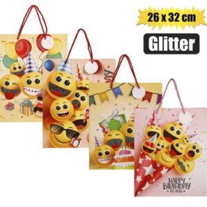 Gift-bag ppr lrg emoji glitter 26x32cm