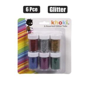 Art+craft glitter 6pce tubs