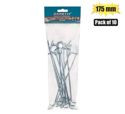 Pegboard-hooks single-prong 175mm pkt-10