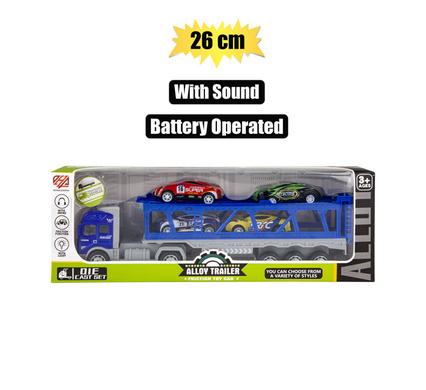 Die cast set truck b/o w/4 racers 26cm