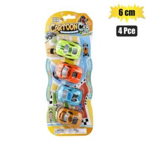 Vehicle racer cartoon 4pc pull back 6cm