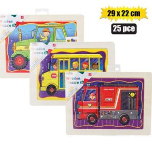 Puzzle wood tray asstd 30x22cm 25pc