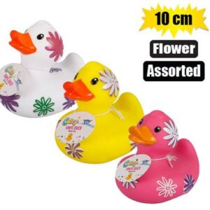 Baby vinyl themed duck 10cm, flower astd