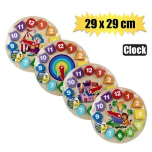 Edu wood block clock 29x29cm