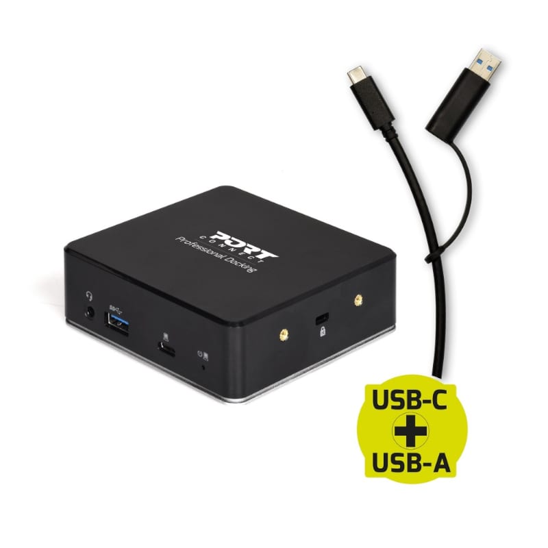 Port USB Type-C to 1 x RJ45|2 x USB3.1 Gen1|2 x HDMI|1 x Type-C|1 x USB3.1 Gen1 | Apple Charging 2.4A|1 x Aux Dock - Black - Image 3