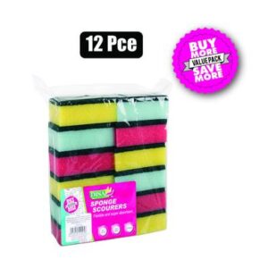 Scourer foam green pad 12pc rainbow
