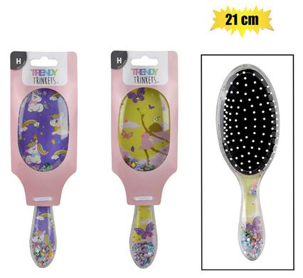 Hair brush sequin printed 21cm oval