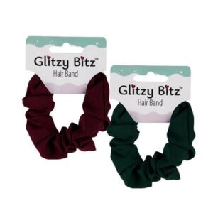Hair band scrunchie green/maroon