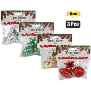 Xmas tree decor mixed 5cm 3pc