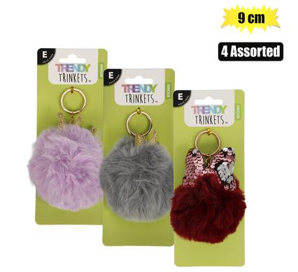 Keychain faux fur shapes 9cm