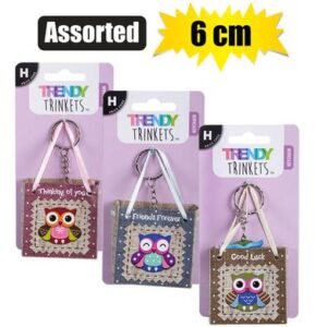 Keychain owl in mini paper bag 6cm