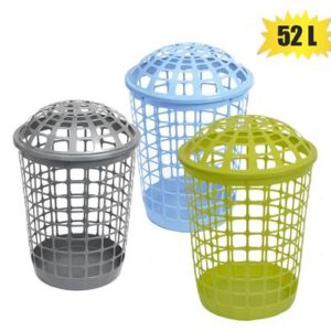 Linen bin pl w/lid 52l