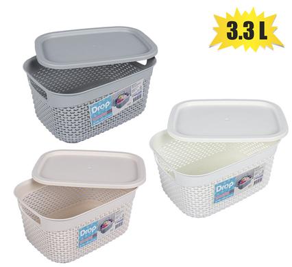 Basket pl drop patt 23x17x12cm 3.3l lid