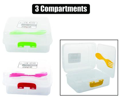 Lunch box 3 division w/spork