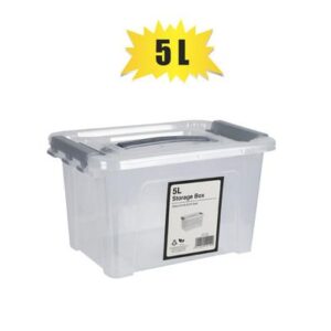 Storage box clear/grey 5l 27x18.5x15.5cm