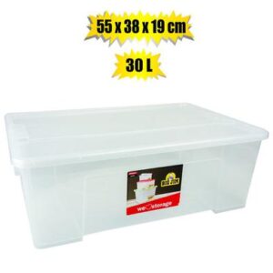 Storage box clear alpha 30l 55x38x19cm