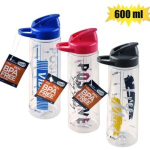 Water bottle 600ml tritan 3-asstd prints