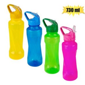 Water bottle 730ml w/straw twist design