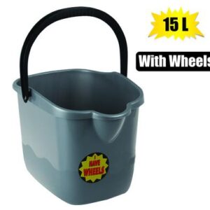 Bucket pl oval 15l w/wheels