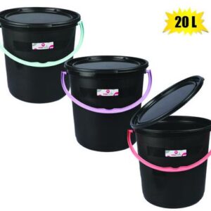 Bucket pl 20l w/handle & lid