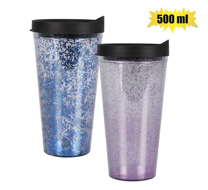 Tumbler glitter flip lid 500ml