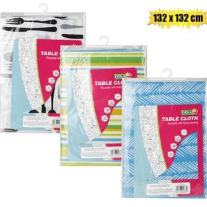 Table cloth vinyl 132cm sq flannel back