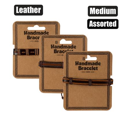 Jewellery bracelet leather medium asstd