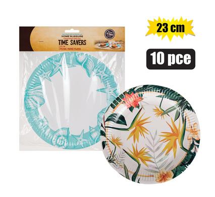 Picnic plates paper 10pc round asst 23cm