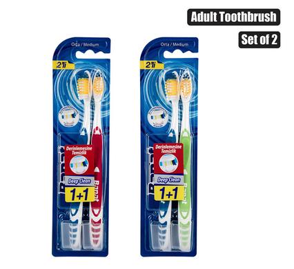 Tooth brush w/cap adult 2pc set medium