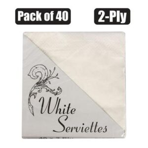 Serviettes 2ply 33cm 40pc plain white
